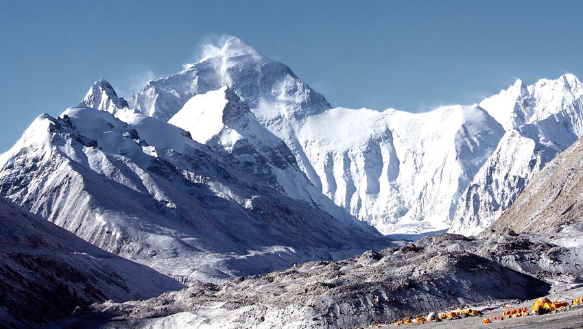 Ronbuk Glacier during Everest advance base camp trekking in Tibet 